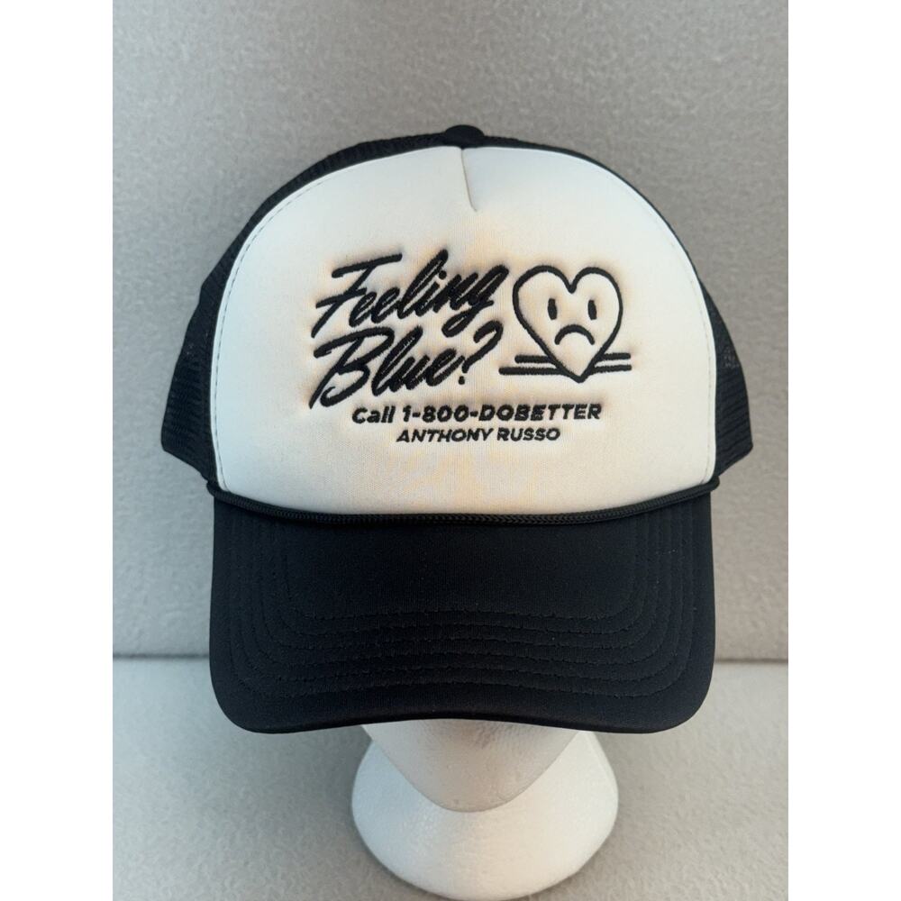 Feeling Black White Trucker Hat Snapback Anthony Russo Embroidered Cap